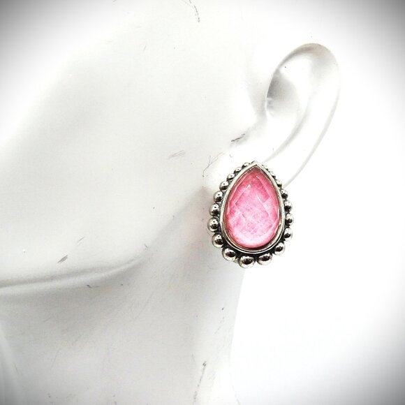 LAGOS Maya Sterling Silver Rhodochrosite Faceted Doublets Large Earrings - Picture 6 of 10